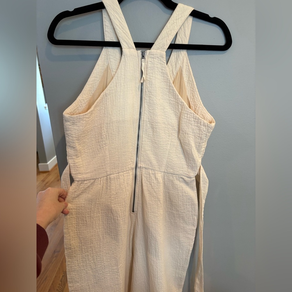 Anthropologie Demi Textured Ivory Wrap Jumpsuit - Picture 6 of 8